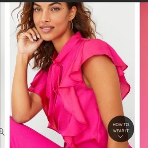 Ann Taylor Ruffle Neck Tie Top - Medium